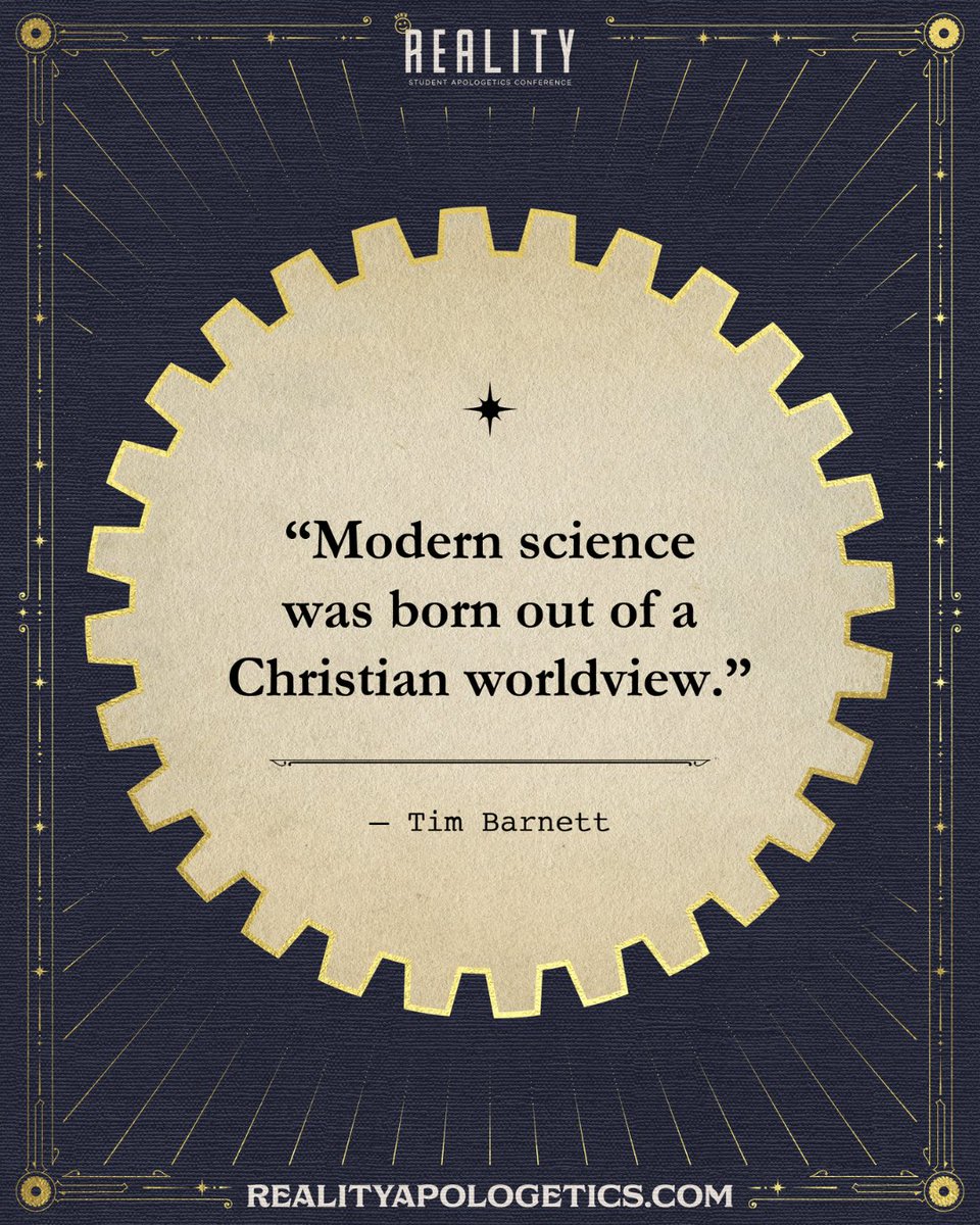 STRtweets's tweet photo. Some people claim that Christianity is a science stopper. The facts of history show it was the modern science starter.
 
The founders of modern science weren’t working against Christianity—they were working because of it.

— Tim Barnett, #RealityApologetics https://t.co/L9Rp5rLR9t