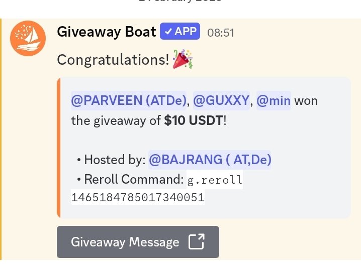 Won weekly giveaway on <a href="/BitSeek_Ai/">BitSeek</a> discord 
Best project who distributes usdt on winning events 
So don't miss out 
Come and join with me