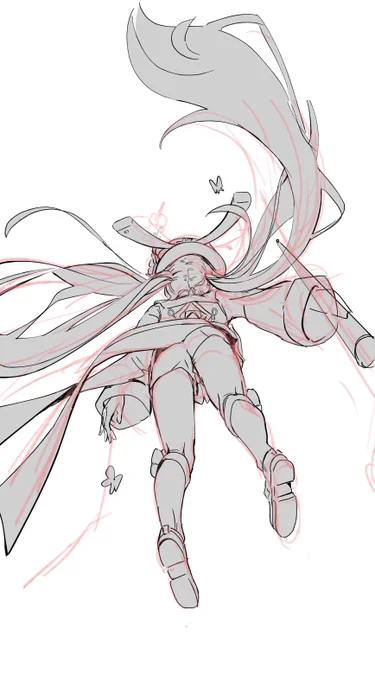 こういう思い付きの構図を素体無しで1時間ぐらいで描けると自己肯定感上がる