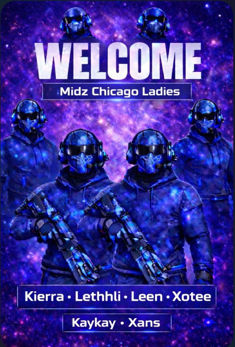 Please join us in welcoming MidzChicago for the upcoming season in <a href="/TPCWomens/">TPC Women's</a> 💜🔥

Laws are writ in neon, G. We don’t follow the code — we rewrite it.  
<a href="/kierraaakay/">kierra💋</a>
<a href="/lethhli/">Lethhli</a>
<a href="/thatgirlaileenn/">Leen</a> 
<a href="/ilyXoTee/">Tee</a>
<a href="/KayKay_324/">KayKay</a> (Sub)
<a href="/G59Xans/">𝕐𝕧𝕖𝕥𝕥𝕖 🧟‍♂️</a> (Sub)

Season loading… 💫🎮
#GlitchTheSystem