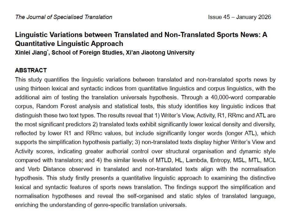 JoSTrans - The Journal of Specialised Translation tweet media