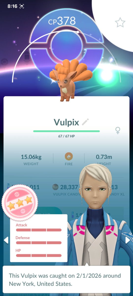 lblancelot's tweet photo. #VulpixCommunityDay
Played for 2 hour b/c it's cold as (insert your phrase here). 🥶🥶🥶
Stats...
41 - shiny vulpix (24 alolan)✨✨✨
1 - hundo from special research with BG! 💯🔬
2 - non event shinies✨✨✨
#Shiny #ShinyPokemon #PokemonGO #PokemonGOApp #Hundo https://t.co/3HDDJ01uxv