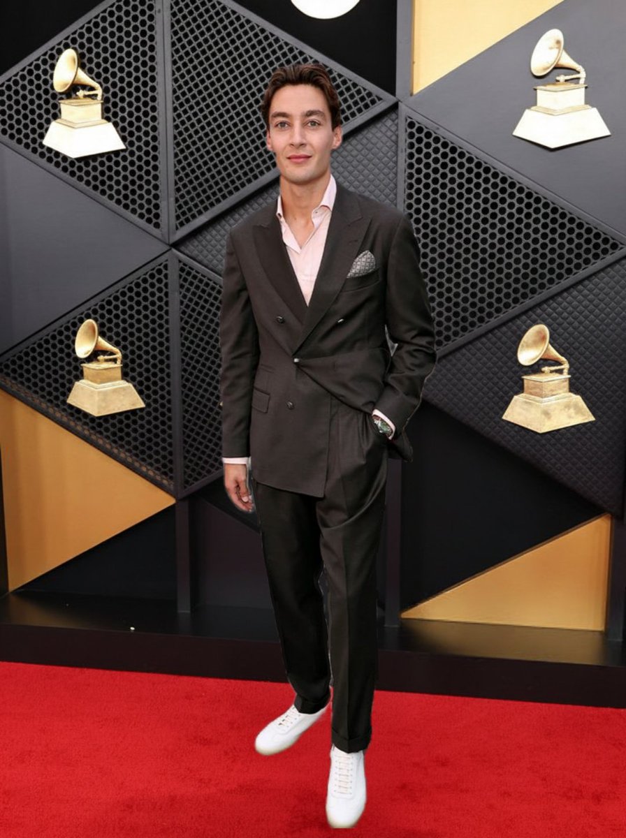 Formula One driver George Russell arrived on the red carpet at #GRAMMYs