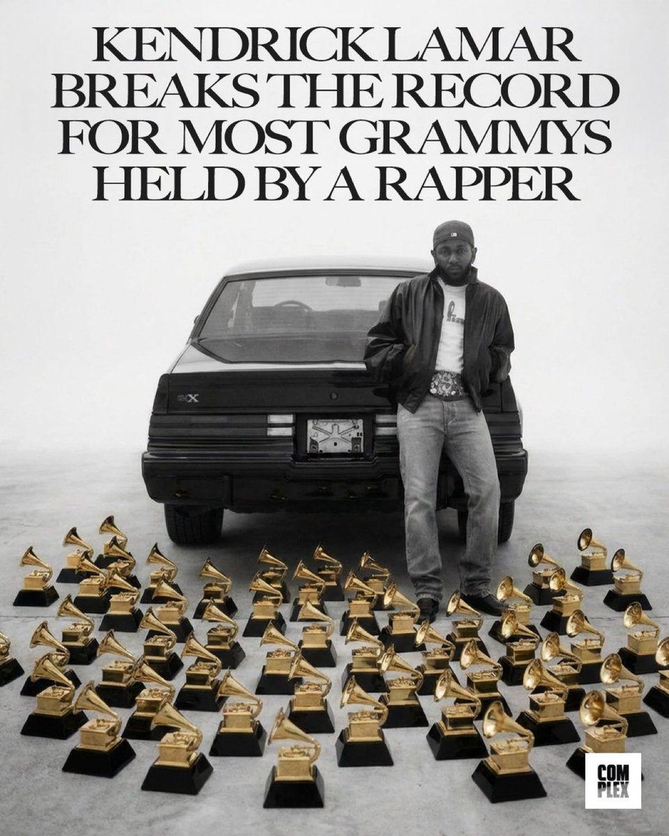 KENDRICK LAMAR. 

THE MOST WINNINGEST RAPPER IN #GRAMMYS HISTORY. 

26 AWARDS.