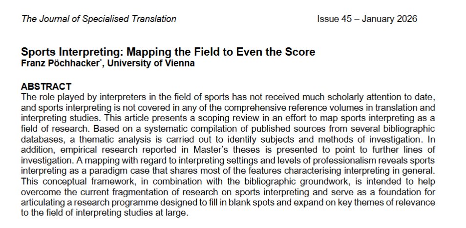 JoSTrans - The Journal of Specialised Translation tweet media