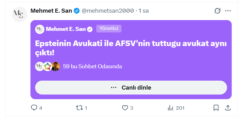 Yok böyle bir ahlaksızlık;

Steptoe dünyanın en büyük avukatlık şirketlerinden. AFSV, Gülen'in iade davasında onlarla çalışmış. 

Steptoe aynı zamanda Epstein ile de çalışmış. 

Steptoe'nin avukatı WSJ da çıkan bir makaleyi,başka makalelerle birlikte yollamış. 

Ne yardım talebi
