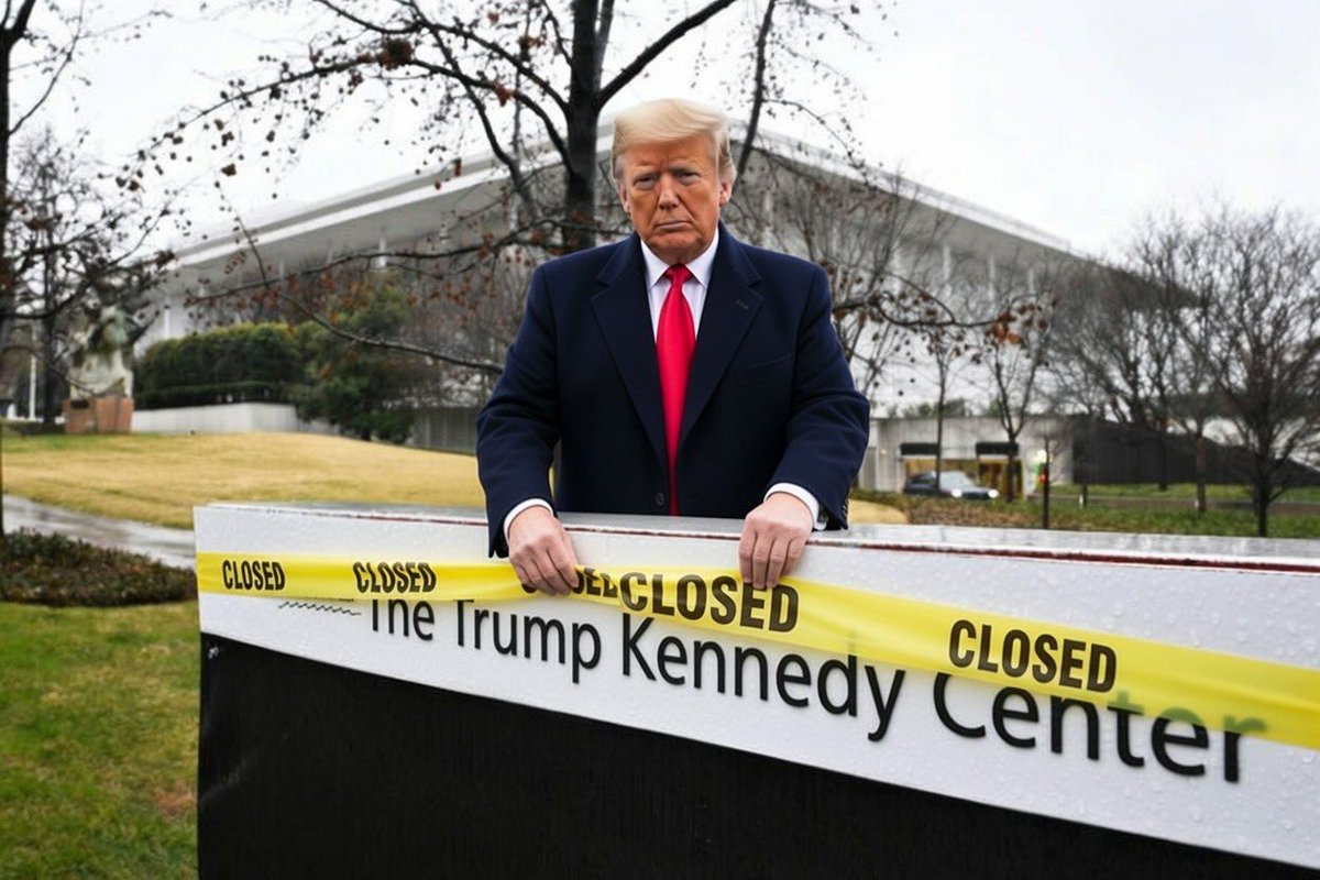 BREAKING: Donald Trump just announced that the Trump-Kennedy Center will be CLOSED for “renovations” for two years. This comes amidst declining ticket sales and a widespread boycott from artists. He can’t sell tickets so he’s shutting it down.