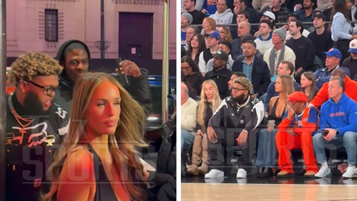 TMZ's tweet image. Druski hits Lakers-Knicks game at MSG with OnlyFans star Sky Bri 👀❤️ tmz.me/I6NGMvw