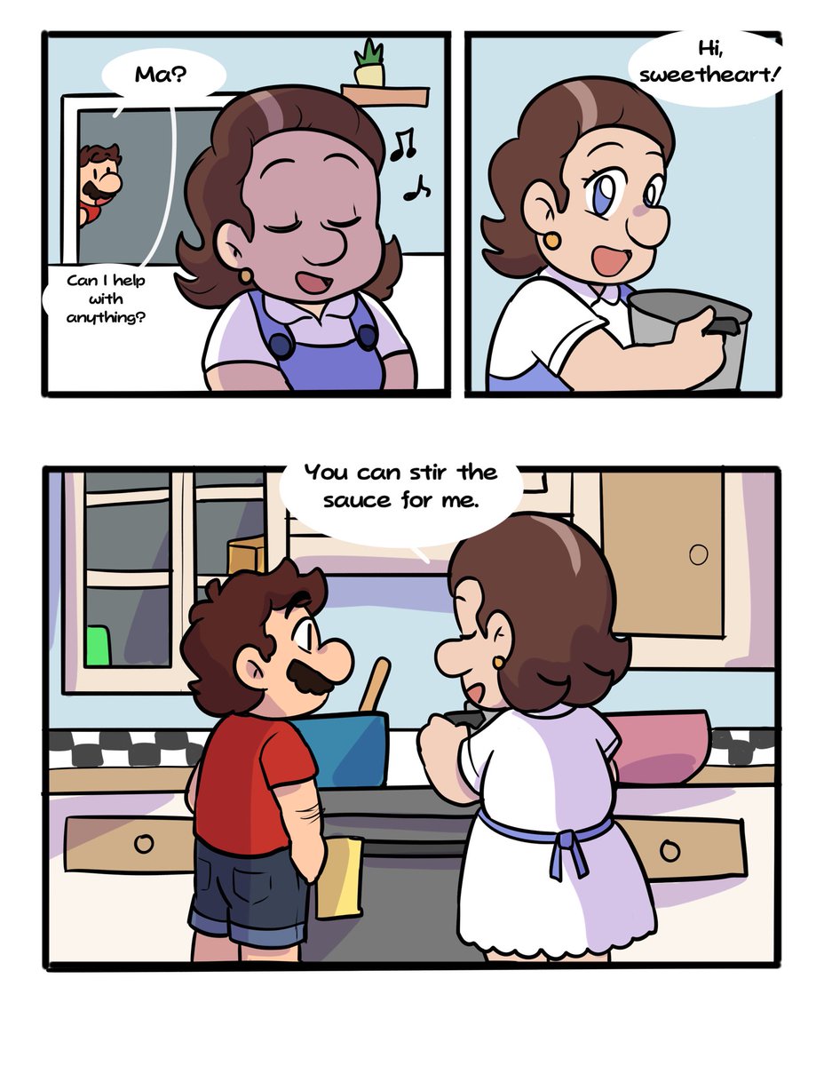 caroliner_draws's tweet photo. Mama’s advice! Tried to do more consistent backgrounds + shading this time (1/2) #Nintendo #mario #supermario #marioandluigi #TheSuperMarioGalaxyMovie #マリオ https://t.co/cBZrlAsNex