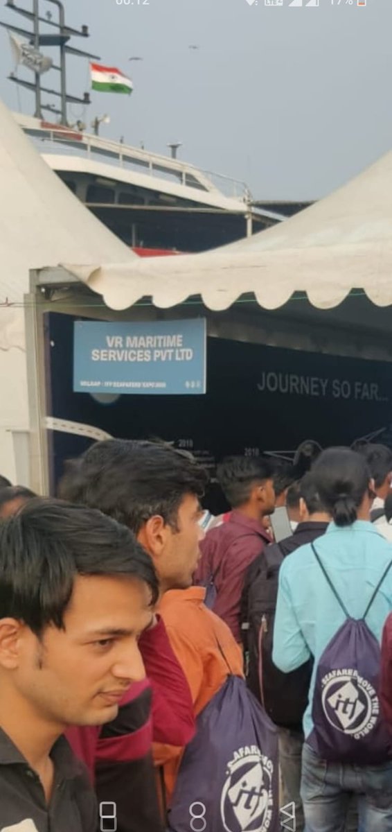 *PICTURE OF THE DAY*

- Behind on berth is the Mast of Ship - flying Indian flag...

- In front are Seafarers looking for jobs ...

- And, in between is *VR MARITIME* - the bridge to connect Seafarers with Ship.

What a coincidence  ! ! !