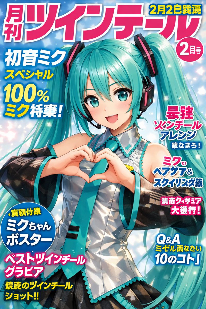 ツインテールの日だ！

えーあい君は絵は上手いけど
日本語下手だな