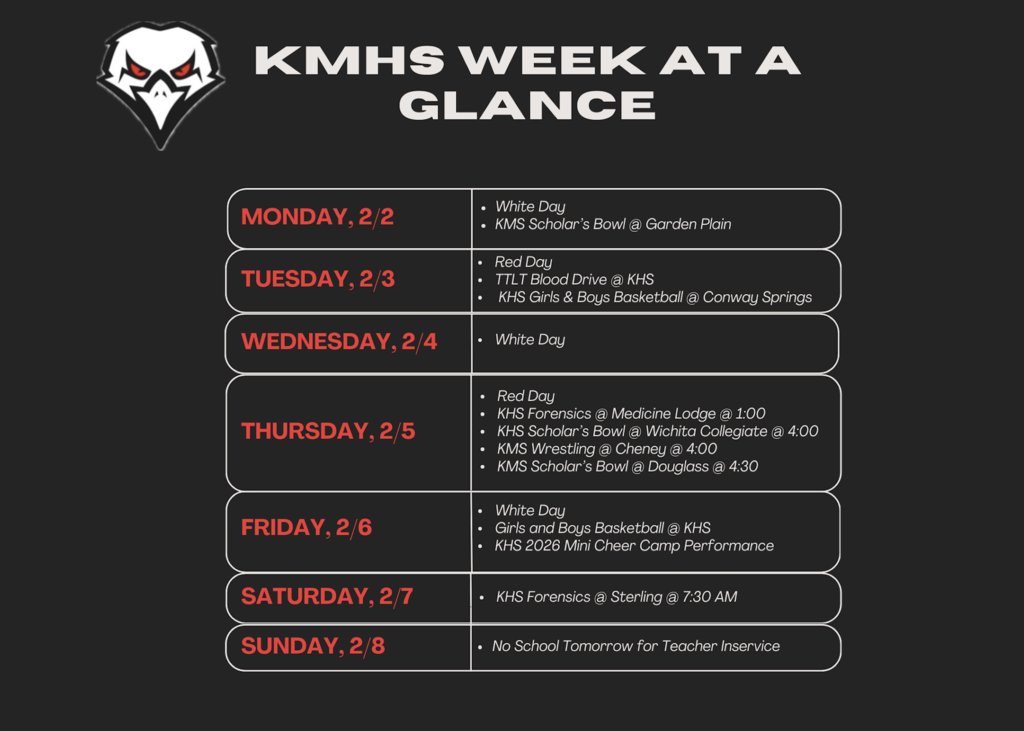 Finally, a five-day week!  Bring on a little calm after the craziness of Homecoming last week.