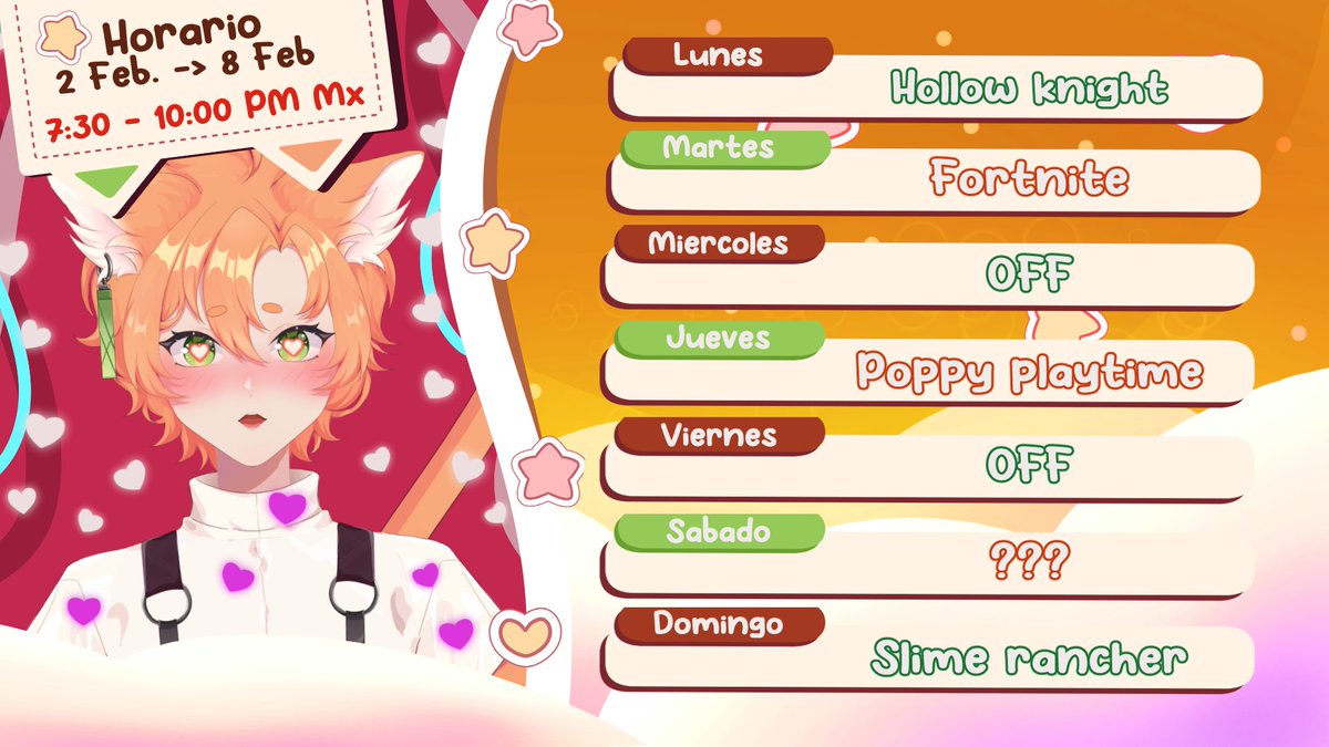 ฅ^>⩊<^ ฅ ¡Bienvenidos a bordo, queridos mishos! 🚀✨ Mi calendario semanal navega hacia las estrellas nuevamente con maravillosas travesías. Prepárate para explorar el cosmos de Nekoshiko Han juntos. twitch.tv/nekoshikohan #nekoHan #vtuber #vtuberUprising