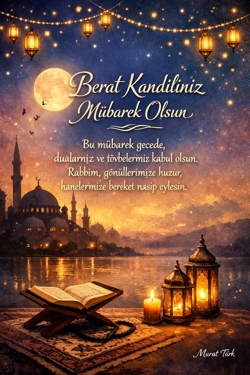 Allah'ım bu mübarek gecenin yüzü suyu hürmetine sen bizleri bağışla, affet dualarımızı kabul eyle,
Yer yüzünde zorda olan tüm islam âlemine yardım et, onlara ferahlık ver, zulümden kurtar.
Bu  mübarek gecenin hürmetine tüm islam âlemini bereketle ndir.
#BeratGecesi