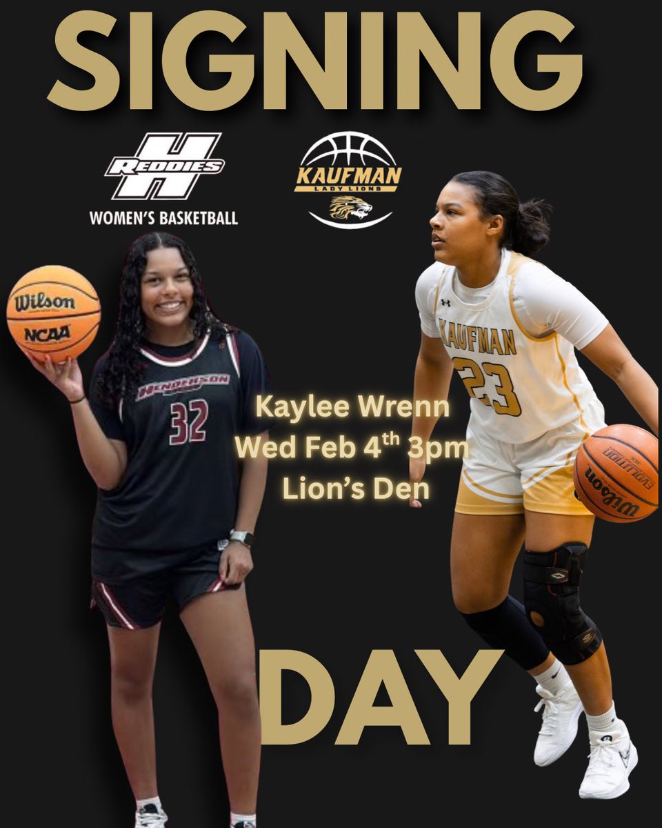 This Wednesday is National Signing Day Feb 4th 3pm in the Lion’s Den. Come support <a href="/Kayleewrenn/">Kaylee</a> as she has signed to play at Henderson State University in Arkadelphia, Arkansas to play basketball next year. <a href="/ReddiesWBB/">Reddie Women’s Basketball</a>