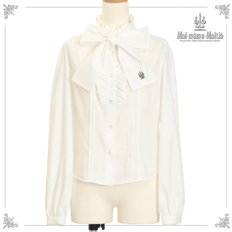 燭台刺繍リボンタイブラウス【9号】 販売中】黒×白/9号 残りわずか ○燭台刺繍リボンタイブラウス 20,900