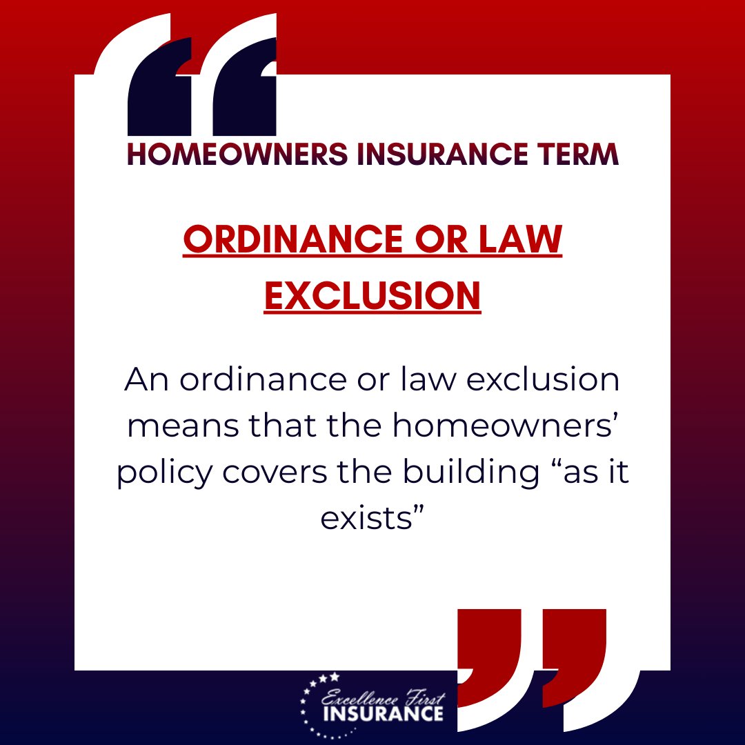 EFInsurance's tweet image. This means your policy typically covers your home as it currently exists—not the added costs to rebuild or upgrade to meet newer building codes after a loss. Adding ordinance or law coverage can help fill that gap and avoid surprise expenses.

 #ExcellenceFirstInsurance