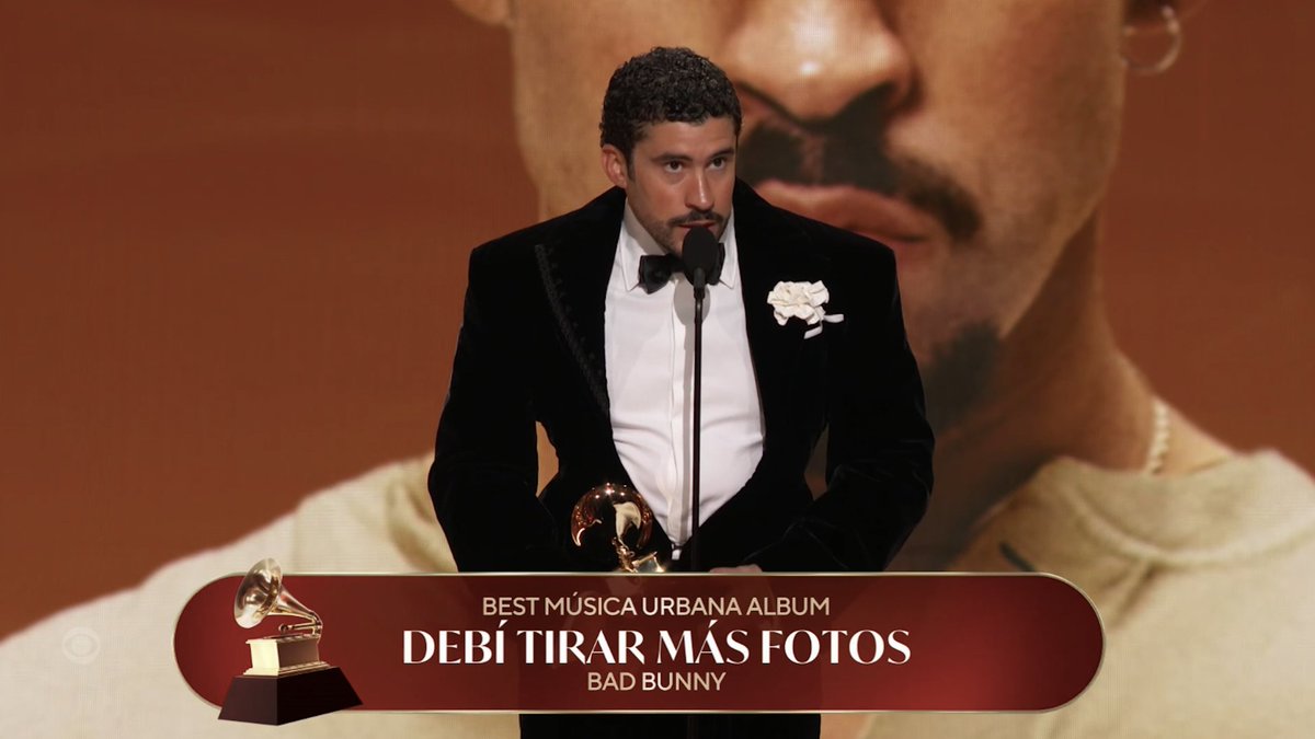 Bad Bunny: "Before I say 'thanks to God,' I'm going to say 'ICE Out.' We are not savages, we are not animals, we are not aliens. We are humans and we are Americans."