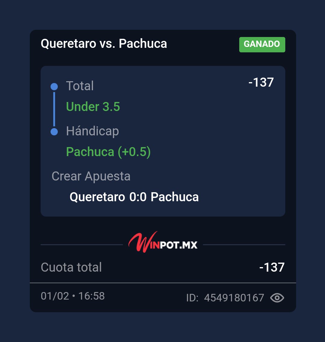 ASÍ INICIAMOS EL MES DE FEBRERO:

✅ Tottenham (+1.5) &amp; Under 4.5
✅ Pachuca (+0.5) &amp; Under 3.5