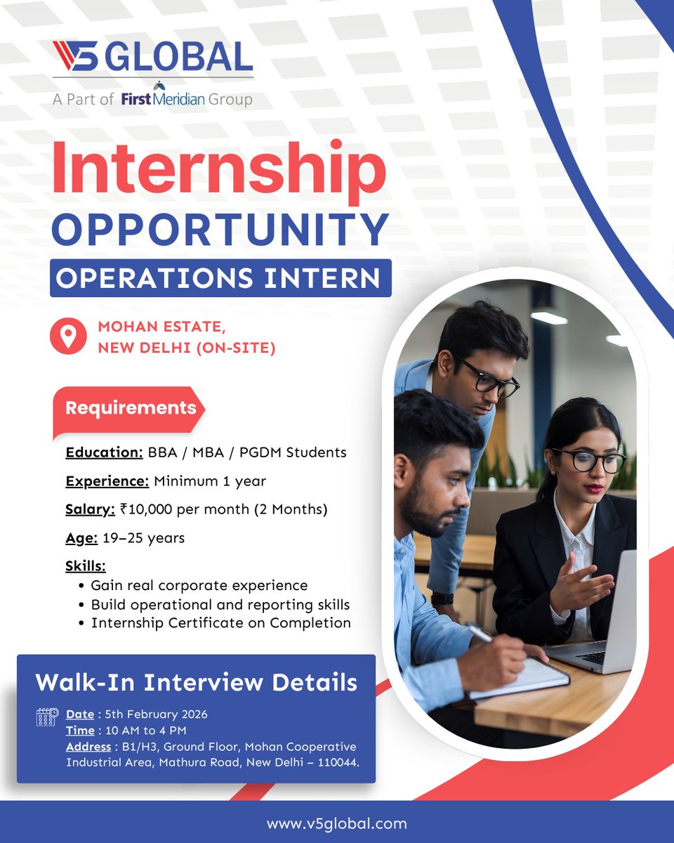 Walk-In Interview: 5th February 
Time: 10:00 AM – 4:00 PM 
Venue: B1/H3, Ground Floor, Mohan Cooperative Industrial Area, Mathura Road, New Delhi – 110044.

Apply &amp; Share your CV: jobseeker.jobcheck.in/sm-onboarding/… 

⚠️ We DO NOT charge any money for job offers or interviews.