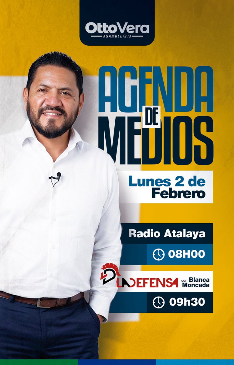 OttoVeraSE's tweet photo. Nos vemos este Lunes en @680radioatalaya y @LaDefensaEc 
#OttoVera https://t.co/wkhjuysuBM