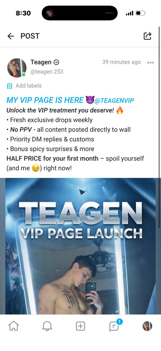 My VIP page is one click away onlyfans.com/teagenvip