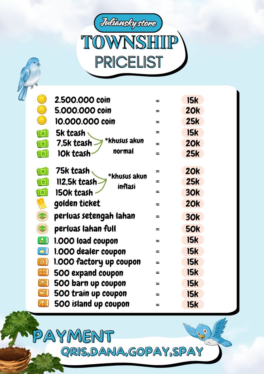 backup~julianskystore||app premium||Tcash township tweet media