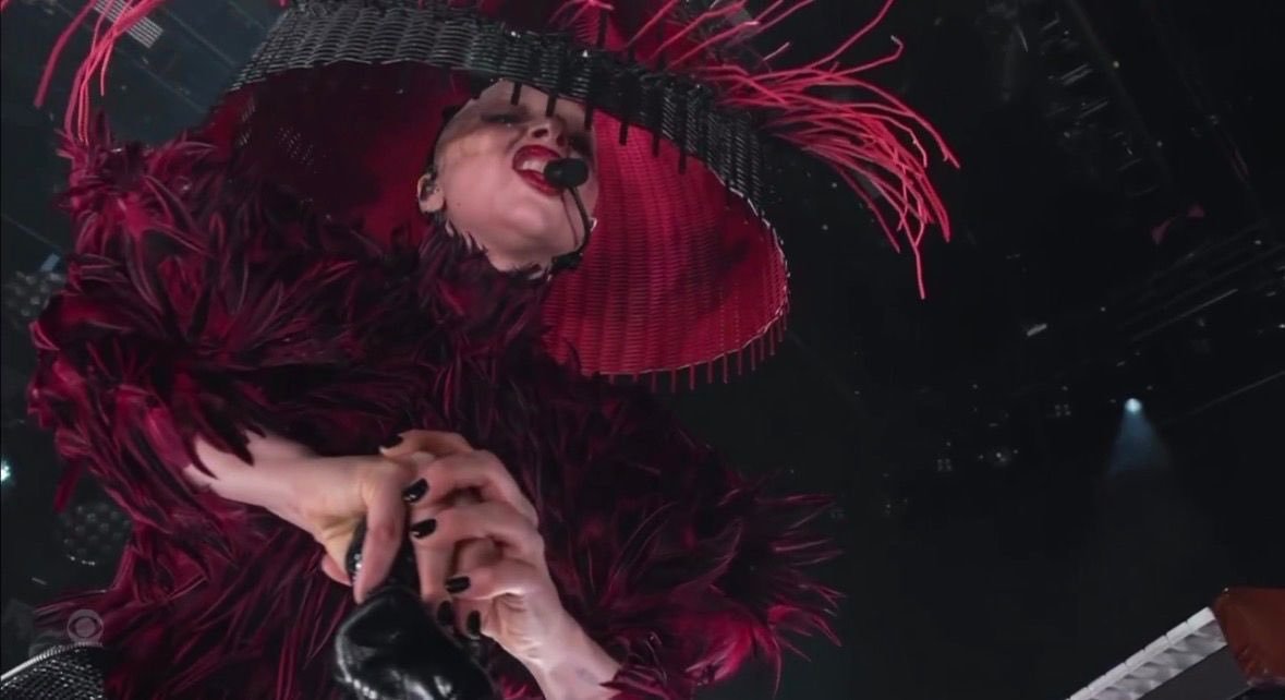 Lady Gaga performed a rock version of "Abracadabra" with all her producers at the #GRAMMYs