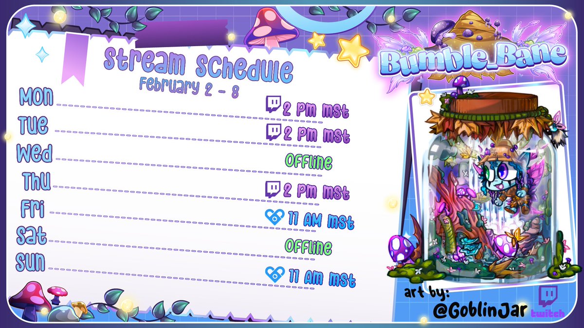 Mental Mondays~ 
Tuesday + Thursday will be game days. 
Friday + Sunday are Funsly Streams. It's been so fun running a cult ;p