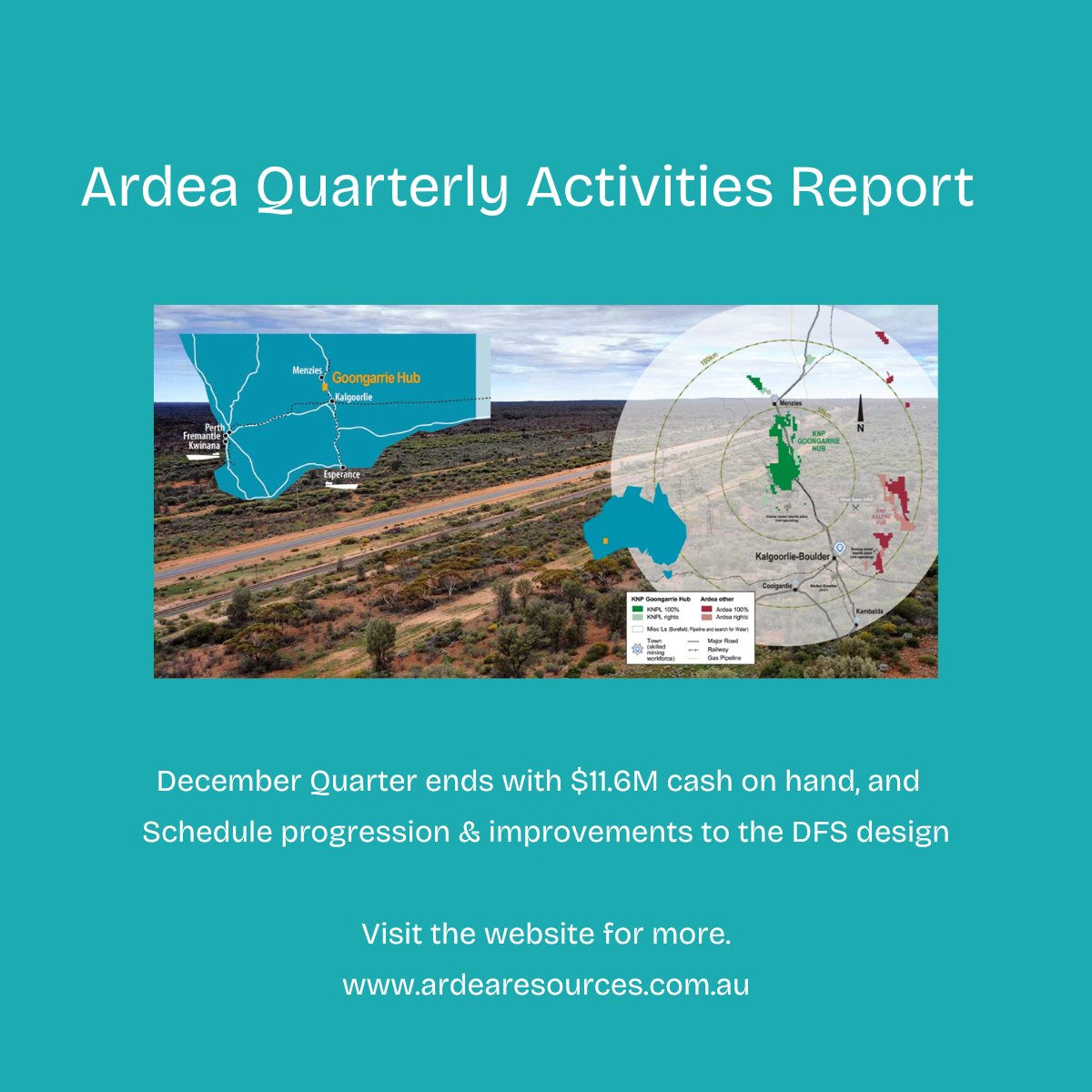 ArdeaResources's tweet image. Ardea's December 25 Quarterly Report is now available to view.  ardearesources.com.au/downloads/repo…