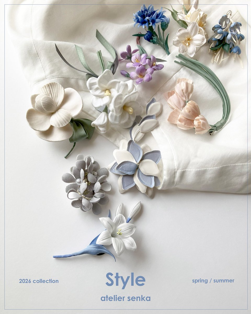 本日よりオンラインストアにて新作コレクションの販売を開始いたしました。

2026SS collection
「Style」

気持ち新たに軽やかに、
あそび心と一緒に楽しもう

いつもの花飾りにあそびのエッセンスを加えて新たな視点で捉えたSS collection

ateliersenka.base.shop