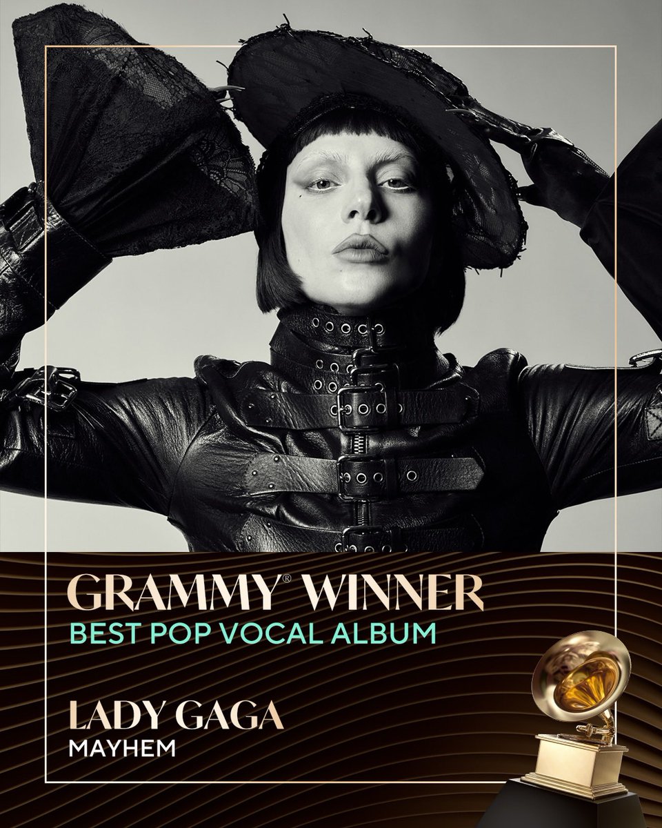 GAGA_JAPAN's tweet image. ＼🚨速報🚨／
#レディー・ガガ
アルバム『MAYHEM』が、 第68回グラミー賞で
最優秀ポップ・ヴォーカル・アルバム賞（Best Pop Vocal Album）を
受賞しました🎉🎉🎉
#GRAMMYs