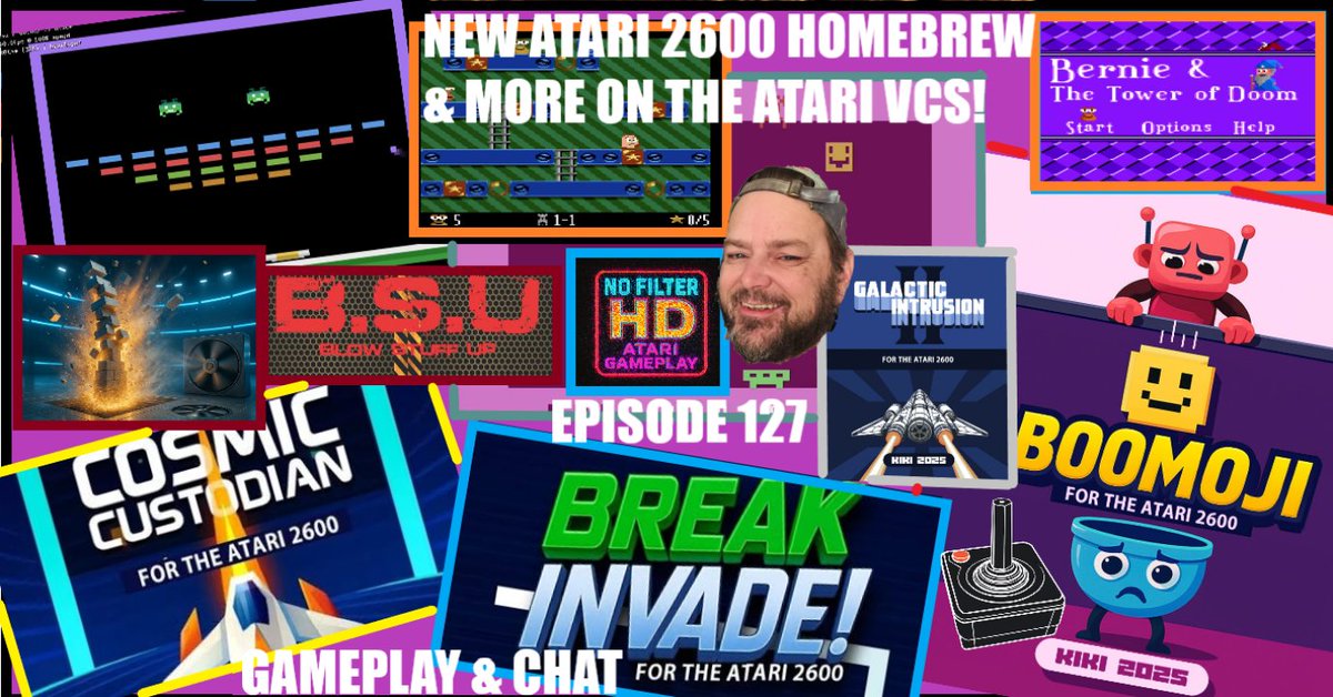 ballistikcoffee's tweet image. MON 2/2 on #BCB! #NoFilterHD is back w/ NEW #Atari2600 #Homebrew #games on #Atari #VCS! Feat: #BreakInvade!, #Boomoji, #CosmicCustodian &amp;amp; #GalacticIntrusionII by #Kiki2600! + #BlowStuffUp by #Tucasoft, #Bernie &amp;amp; #TowerofDoom by #Muddyvision! 7p MT! Link: youtu.be/L-LVSSAEiIo