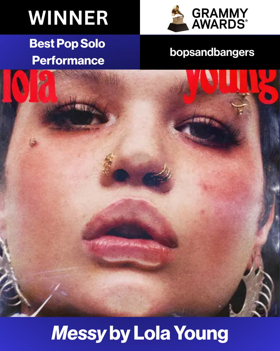 bopsandbangers's tweet image. Congrats to Lola Young for winning Best Pop Solo Performance with 'Messy.' #GRAMMYs
