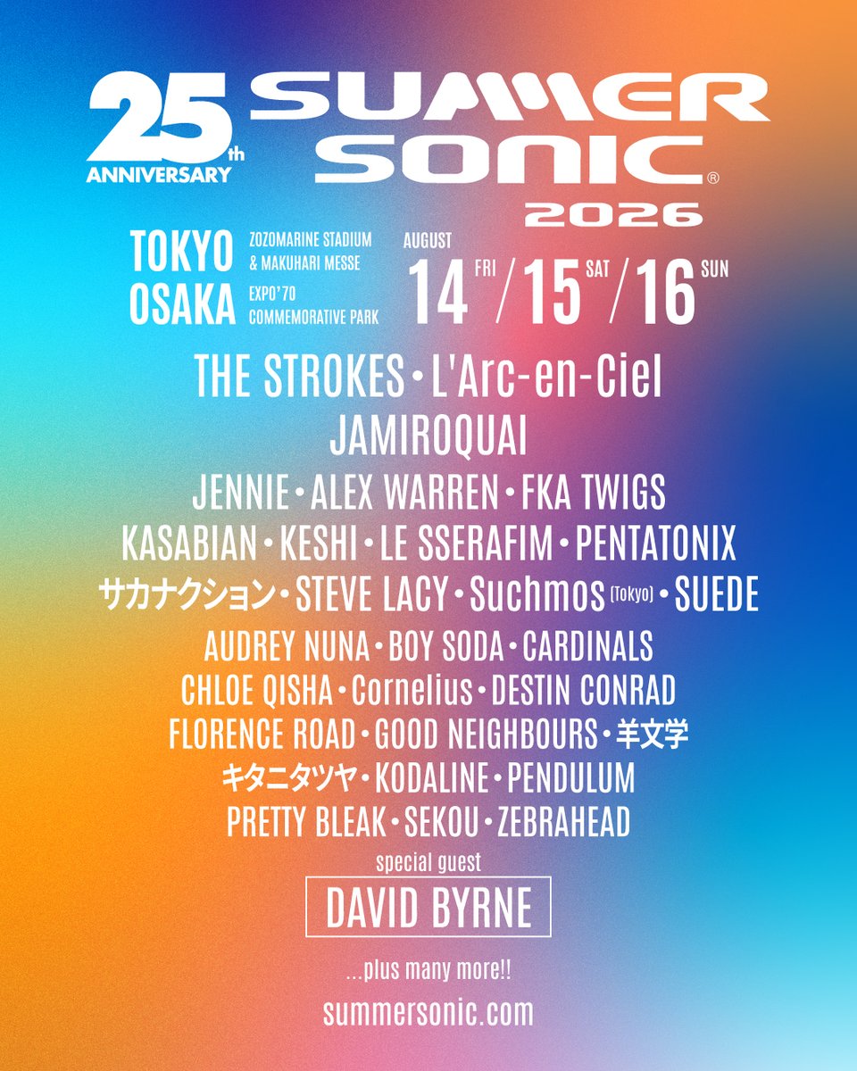 L'Arc-en-Cielが「SUMMER SONIC 2026」のヘッドライナーとして初出演することが決定しました！☺️

🔗 summersonic.com 

#tetsuya 
#LArcenCiel 
#ラルク 
#L35 
#35thLAnniversary 
#summersonic 
#サマソニ