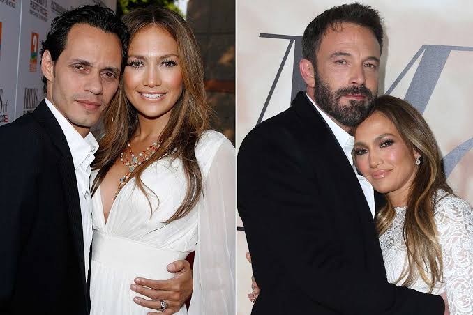 💏Jennifer Lopez – Dating History👇

1. David Cruz — 1984–1994
2. Chris Paciello — 1992–1994
3. Wesley Snipes — 1994–1995
4. Ojani Noa — 1997–1998 (Married💍)
5. Sean Combs — 1999–2001
6. Cris Judd — 2001–2003 (Married💍)
7. Ben Affleck — 2002–2004 (Engaged)
8. Marc Anthony —