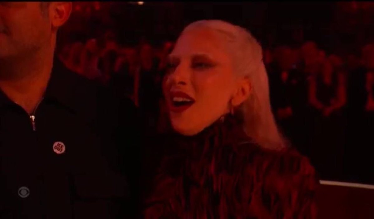 Lady Gaga’s fiancé Michael Polansky is wearing an ‘ICE OUT’ pin at the Grammy Awards.