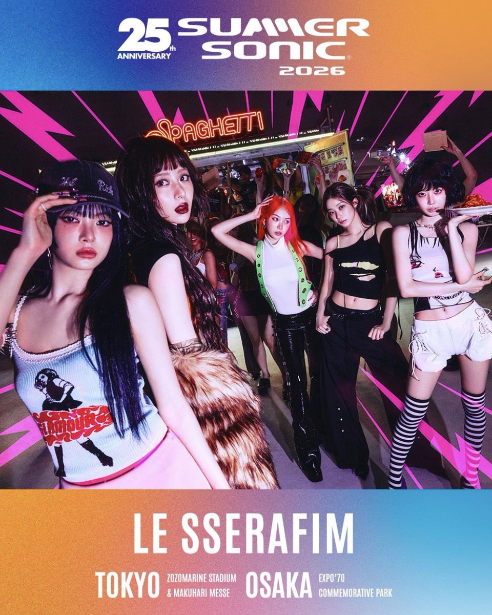 📣 #LE_SSERAFIM  ได้รับการยืนยันเข้าร่วมแสดงในเทศกาล “SUMMER SONIC 2026” ซึ่งจะจัดขึ้นในเดือนสิงหาคมนี้ !

นี่จะเป็น การขึ้นแสดงใน SUMMER SONIC ครั้งแรกของ LE SSERAFIM 

ขอให้ทุกคนตั้งตารอด้วยนะคะ!

🗓️ 14 สิงหาคม 2026 (ศุกร์) – 16 สิงหาคม 2026 (อาทิตย์)
※ วันแสดงของ LE SSERAFIM