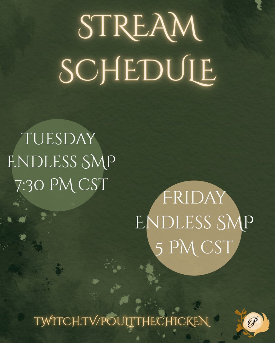 poultthechicken's tweet image. Hey guys, here is the stream schedule for this week! Also, just wanted to make sure people knew that I do have a community discord that I use to post updates and do game nights, which are starting back this month
discord.gg/663nb9bsn4
#smallstreamers #Minecraft  #roadtopartner