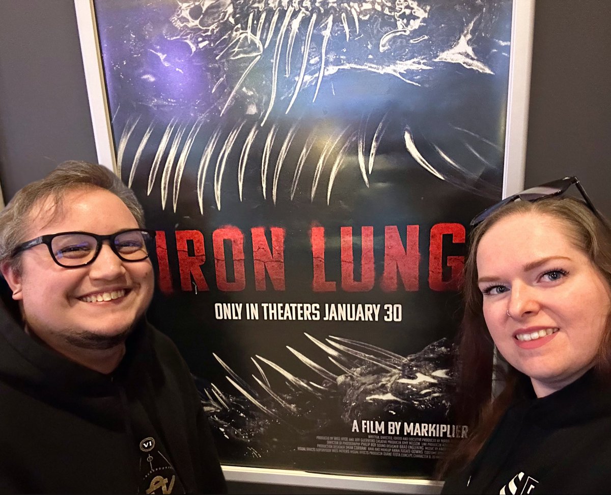 JordynJealousy's tweet photo. Went to see Iron Lung this weekend! And of course we had to wear Cloak while doing so. 🙂‍↕️ Congratulations, Mark~!! 🩸

#IronLungMovie #IronLung #Markiplier https://t.co/yzFncLrCEq