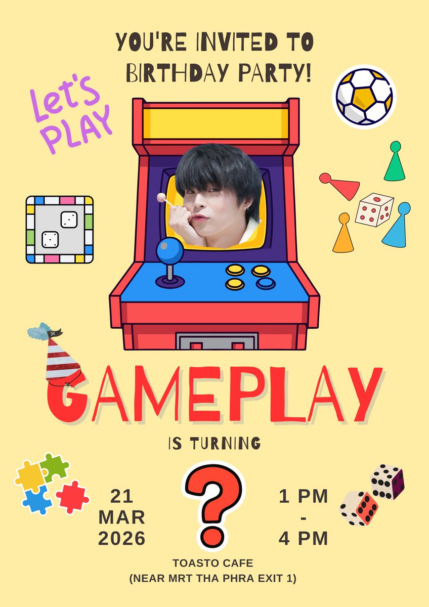 [ 🐰 #GameplayLevelUpParty 🎂]

📆วันที่ : 21 มี.ค. 2569
📍สถานที่ : Toasto Cafe 
📫เปิดลงทะเบียน : 4 ก.พ. 2569 เวลา 11.00 น.
📪ปิดลงทะเบียน : 15 ก.พ. 2569 เวลา 23.59 น. 
📋ประกาศรายชื่อ : 16 ก.พ. 2569 เวลา 20.00 น.
🐰จำนวน 40 คน
💸โดเนทเข้าร่วมงาน : ขั้นต่ำ 299 บาท

#GameplayRB