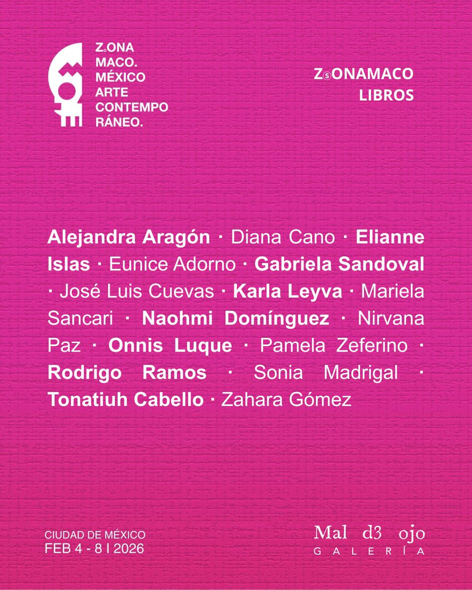 tonasupoo's tweet photo. ☆ ZⓈONAMACO LIBROS 2026 ☆

Para la semana del arte 2026 participaremos en @zonamaco Libros, un espacio en el que alternaremos junto a grandes proyectos editoriales. 

¡Allá nos vemos!

4-8.FEB.2026 
CDMX

#artweek #zonamaco #zonamacolibros #semanadelarte2026 #galeriamald3ojo https://t.co/oB6qAiyGoR