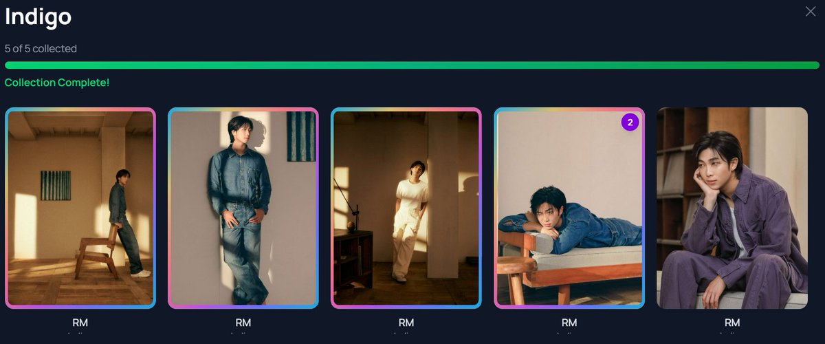 ParkLY23's tweet image. I finally completed my #Indigo pc collection 😭 
#pcd