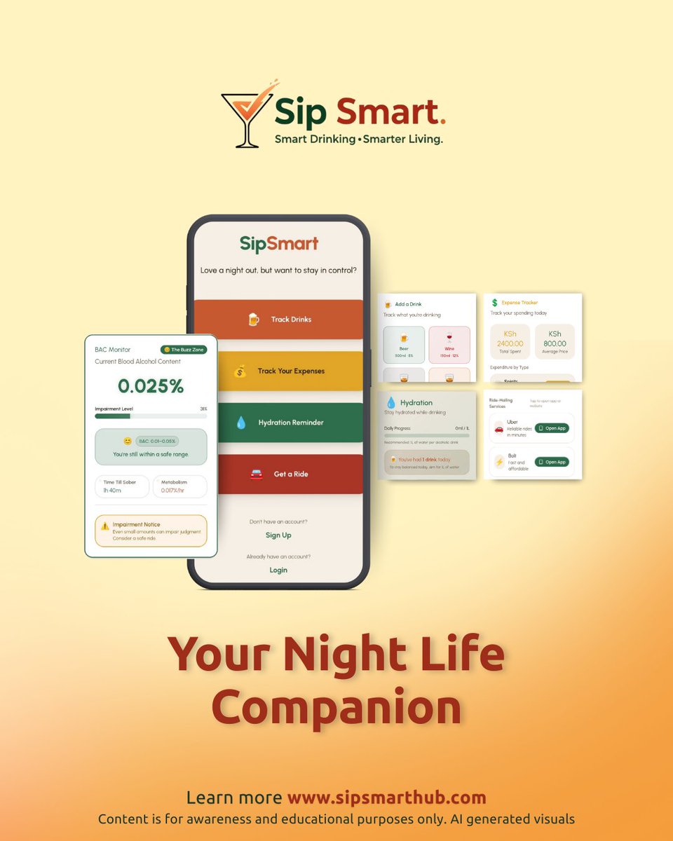SipSmartLiving's tweet image. I look down at my phone mid-night out…
Can’t remember if that was my 3rd or 4th drink.

That’s when I opened SipSmart. Quiet. No judgment.

#SipSmart #SmartDrinking #SmarterLiving #NightlifeAwareness