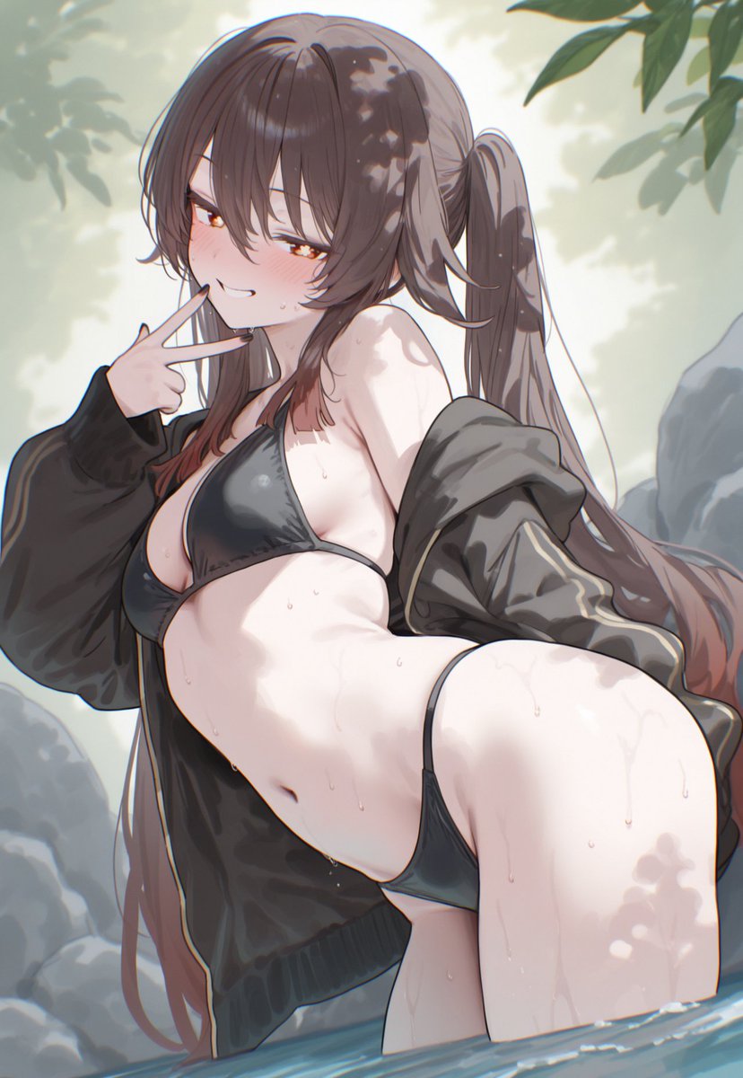 swimsuit hu tao / 水着胡桃 再