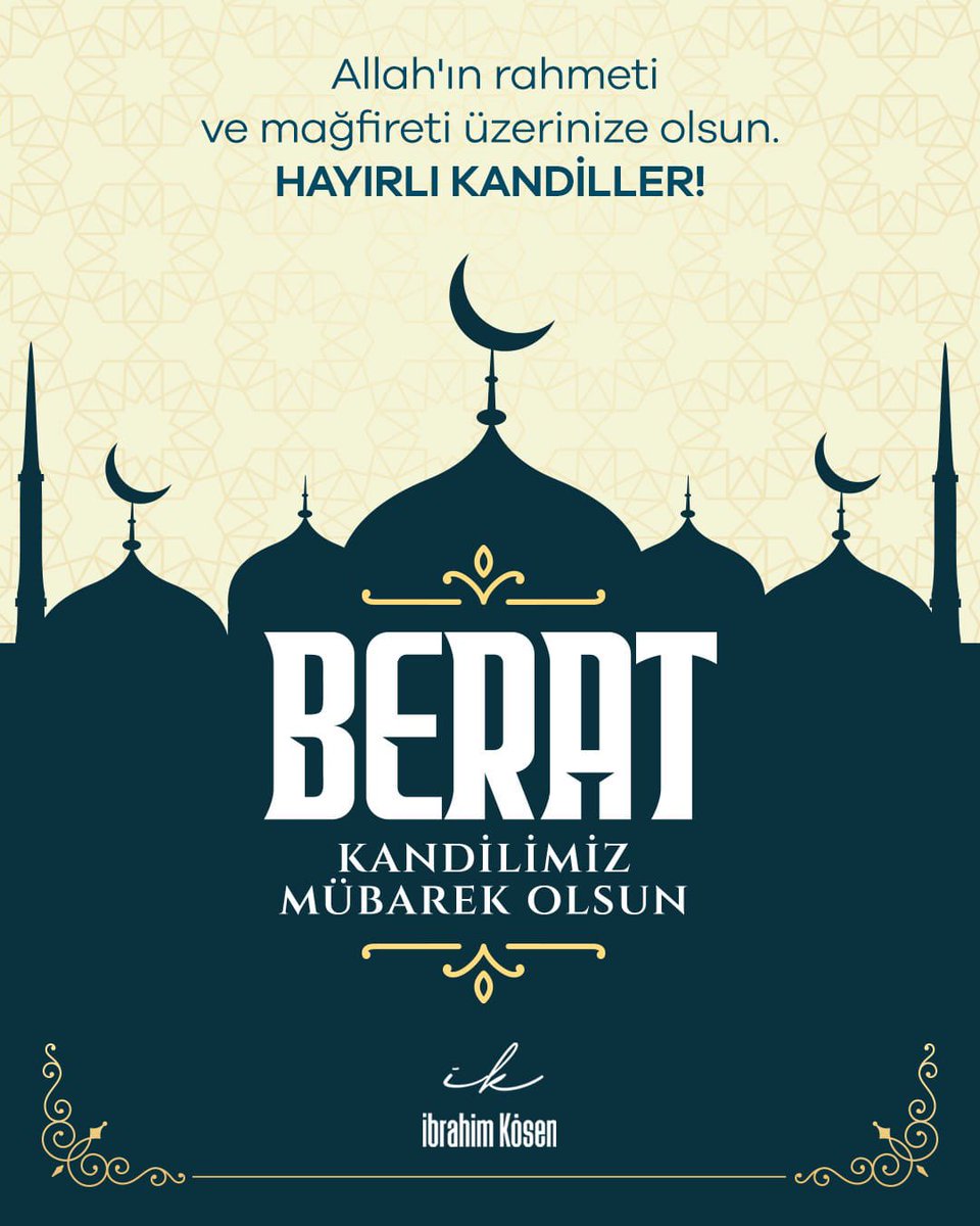 Ramazan-ı Şerif’in müjdecisi #BeratGecesi’nin; aziz milletimiz, İslâm âlemi ve tüm insanlık için hayırlara vesile olmasını temenni ediyorum. Gecemiz mübarek olsun.