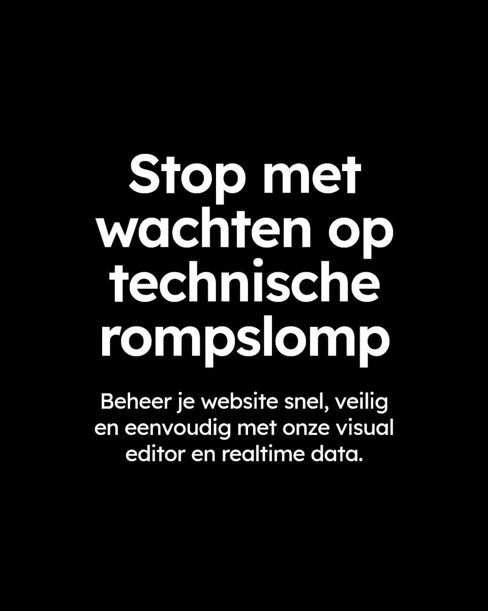 Waarom wachten op technische rompslomp? Beheer je website met onze gebruiksvriendelijke visual editor en realtime data. Snel, veilig en altijd up-to-date. Zie zelf hoe eenvoudig het kan zijn. Probeer onze demo vandaag nog.