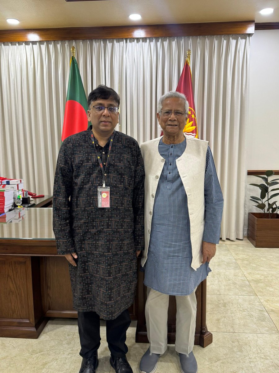 ChiefAdviserGoB's tweet photo. Professor Mahbub Alam Majumdar, who is the Dean of the School of Data and Computational Sciences at BRAC University, called on Chief Adviser Professor Muhammad Yunus on Monday at the state guest house Jamuna.

He has recently been awarded the Spirit of Salam Award 2026 by the Abdus Salam International Centre for Theoretical Physics (ICTP). This prestigious international award honors individuals who exemplify the values and legacy of Nobel Laureate Professor Abdus Salam through exceptional contributions to science, education, and capacity-building in the developing world.