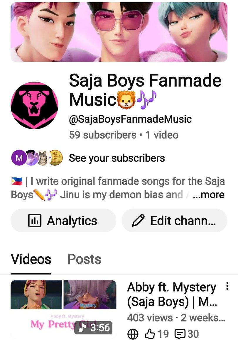 BeaSajawantsAbs's tweet photo. Hey The Pride, you can subscribe me on youtube if you want original fanmade songs from the Saja Boys only. I rebranded my YT channel as a Fanmade Music channel since the day  I released my first written song "My Pretty Girl".😍 
#SajaBoys #FanmadeMusic https://t.co/uPpsO3EOEF