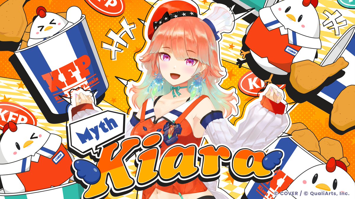 ◥◣ First Card Illustration Reveal #1  🎉◢◤

“Kikkeriki!!! Welcome to KFP, are you here to order or to apply for a job?”

Revealing the first card illustration of <a href="/takanashikiara/">Takanashi Kiara CONCERT 27&28 MARCH@THE WILTERN LA</a> from Myth🐔
Featuring her standard outfit, the design brings out her charm✨

And tonight...a card